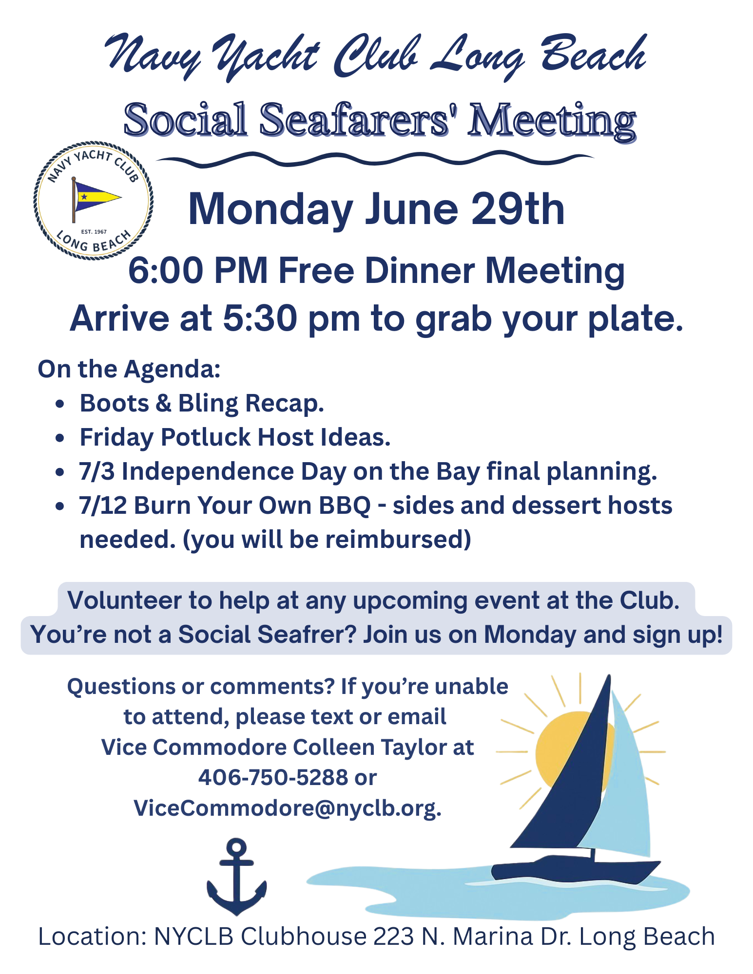 6/29/2026 Social Seafarers Dinner Meeting