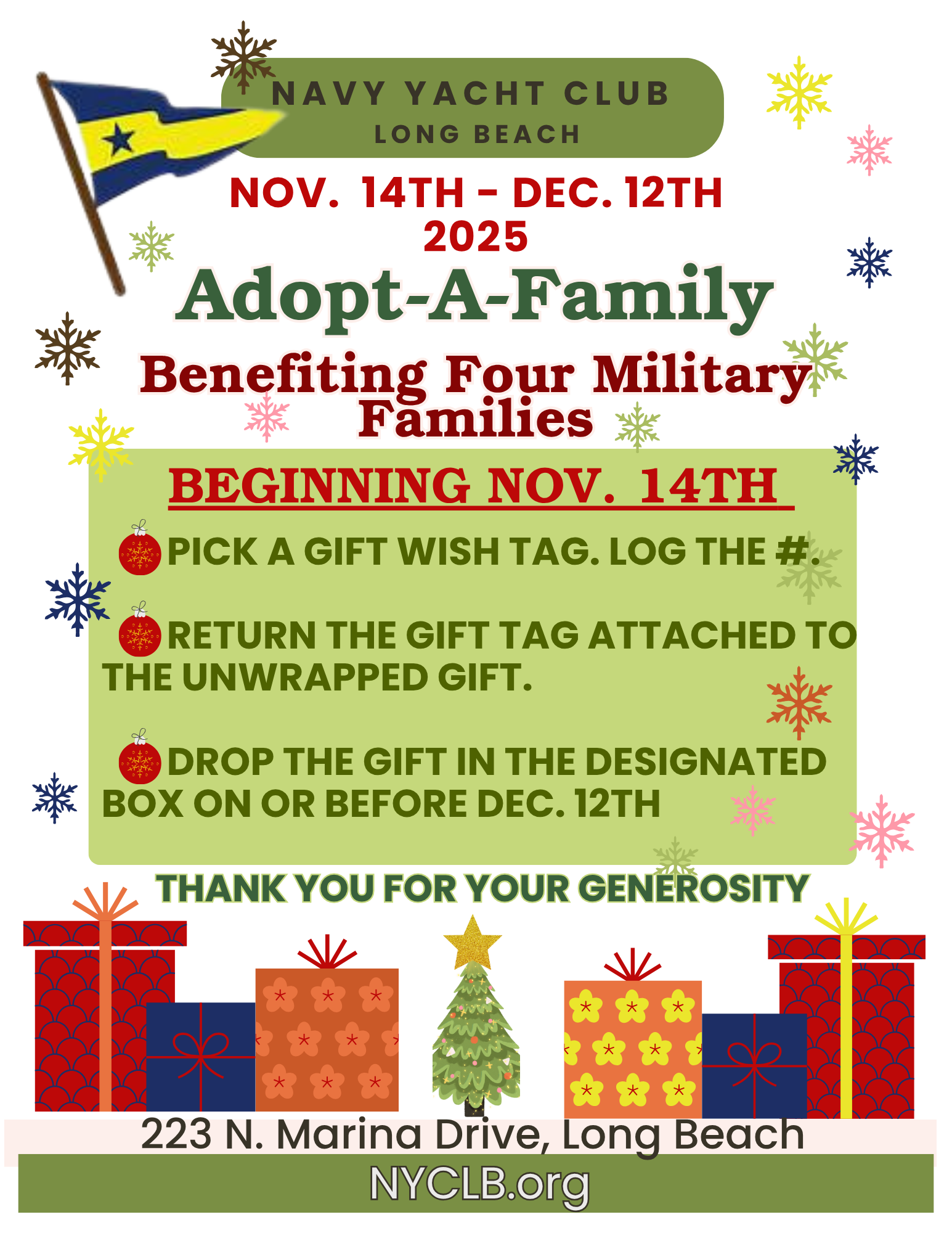 November 14, 2025 Adopt a Military Family Kick Off (Nov 14th – Dec.12th)