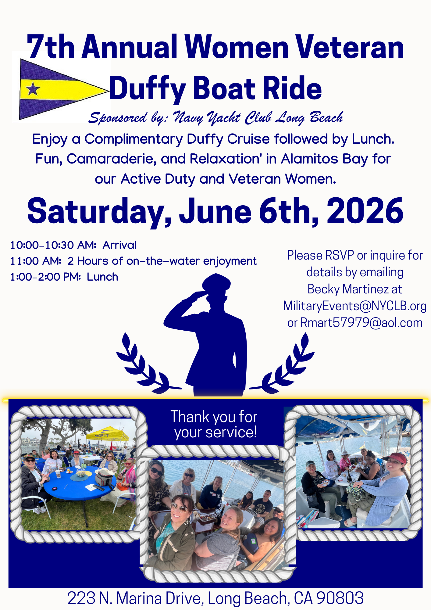 6/6/2026 7th Annual Women Veteran Duffy Boat Ride