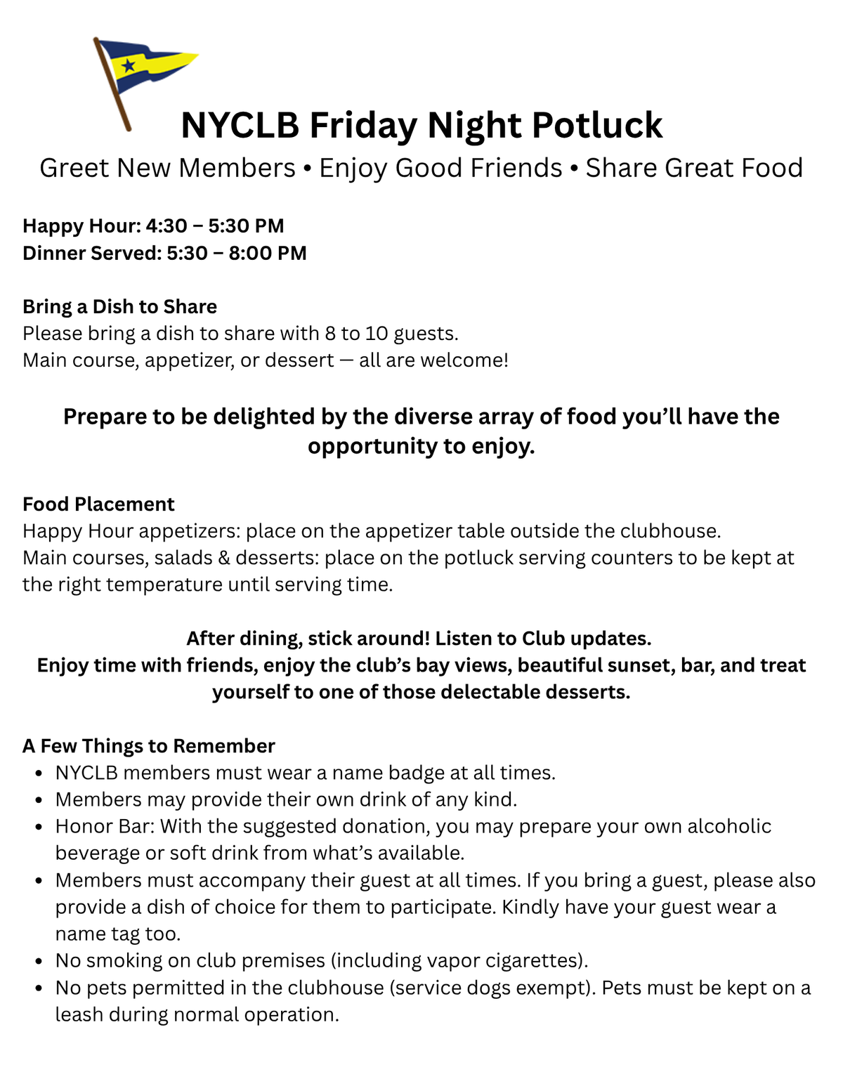 FRIDAYS: NYCLB Potluck